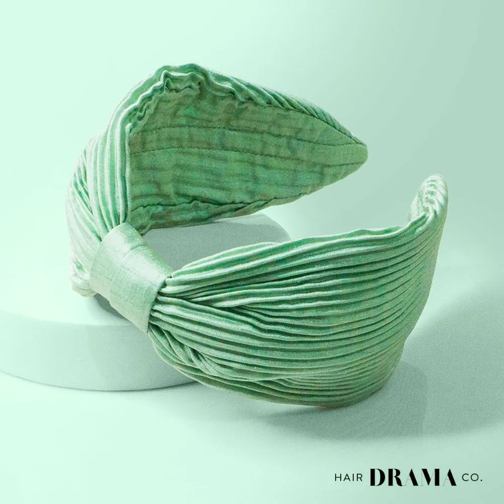 Hair Drama Co. Pleated Knotted Headband - Green