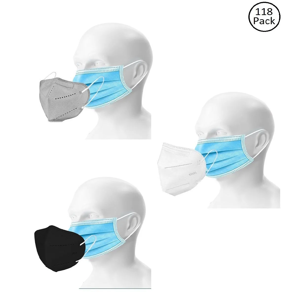 OOMPH Double Mask Set of 100 Disposable & 18 Kn95/N95 Mask