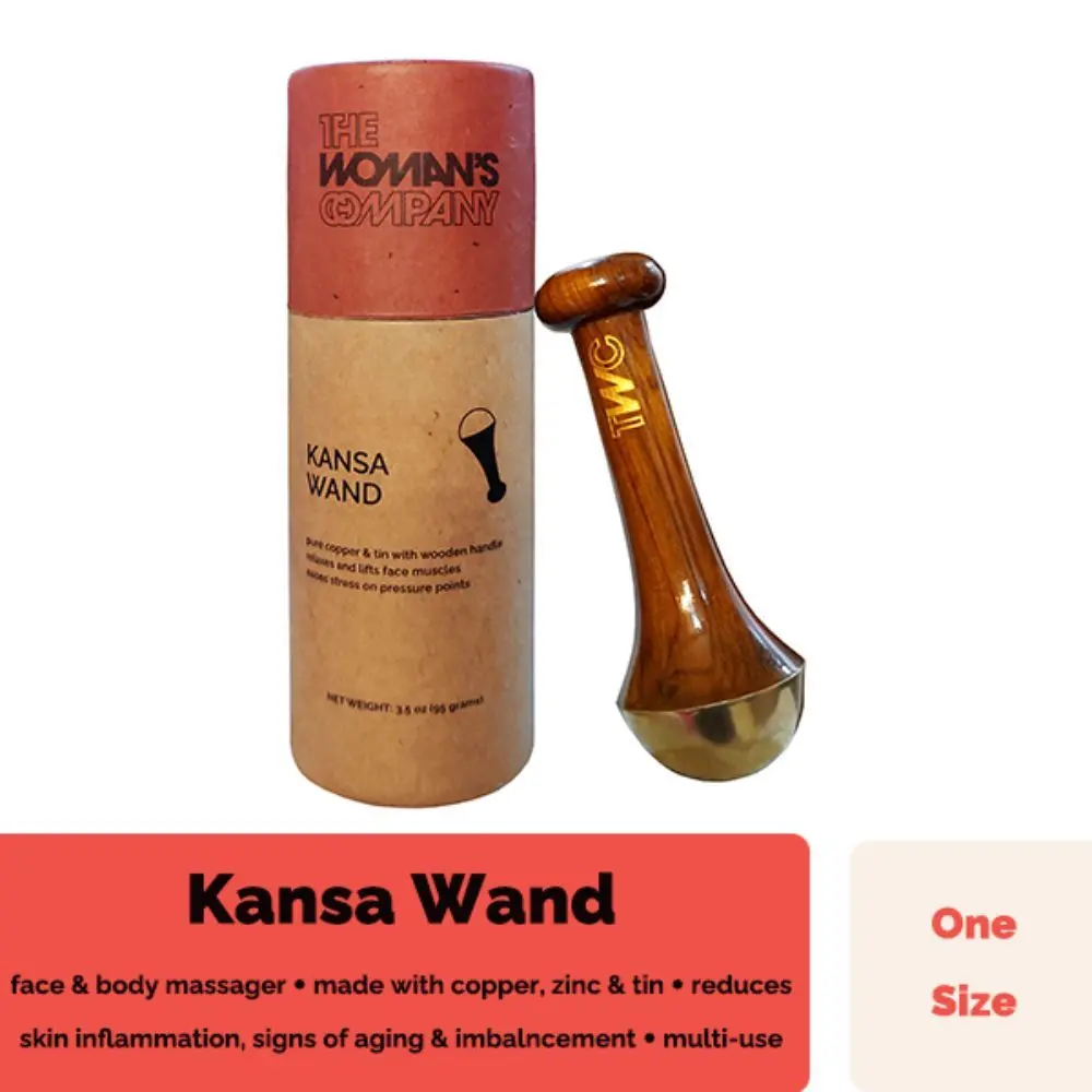 THE WOMAN'S COMPANY Kansa Wand Face, Foot and Body Massager with Wooden Handle, Benefits of Alloy Metal Massage Deep Relaxation (Brown)