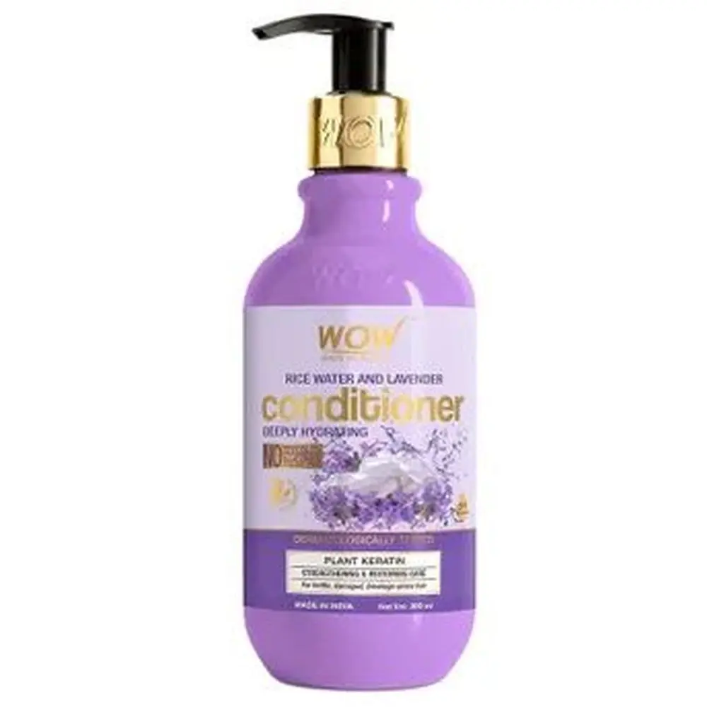 WOW Skin Science Rice Water Conditioner For Damaged, Dry and Frizzy Hair with Rice Water, Rice Keratin & Lavender Oil - 300mL