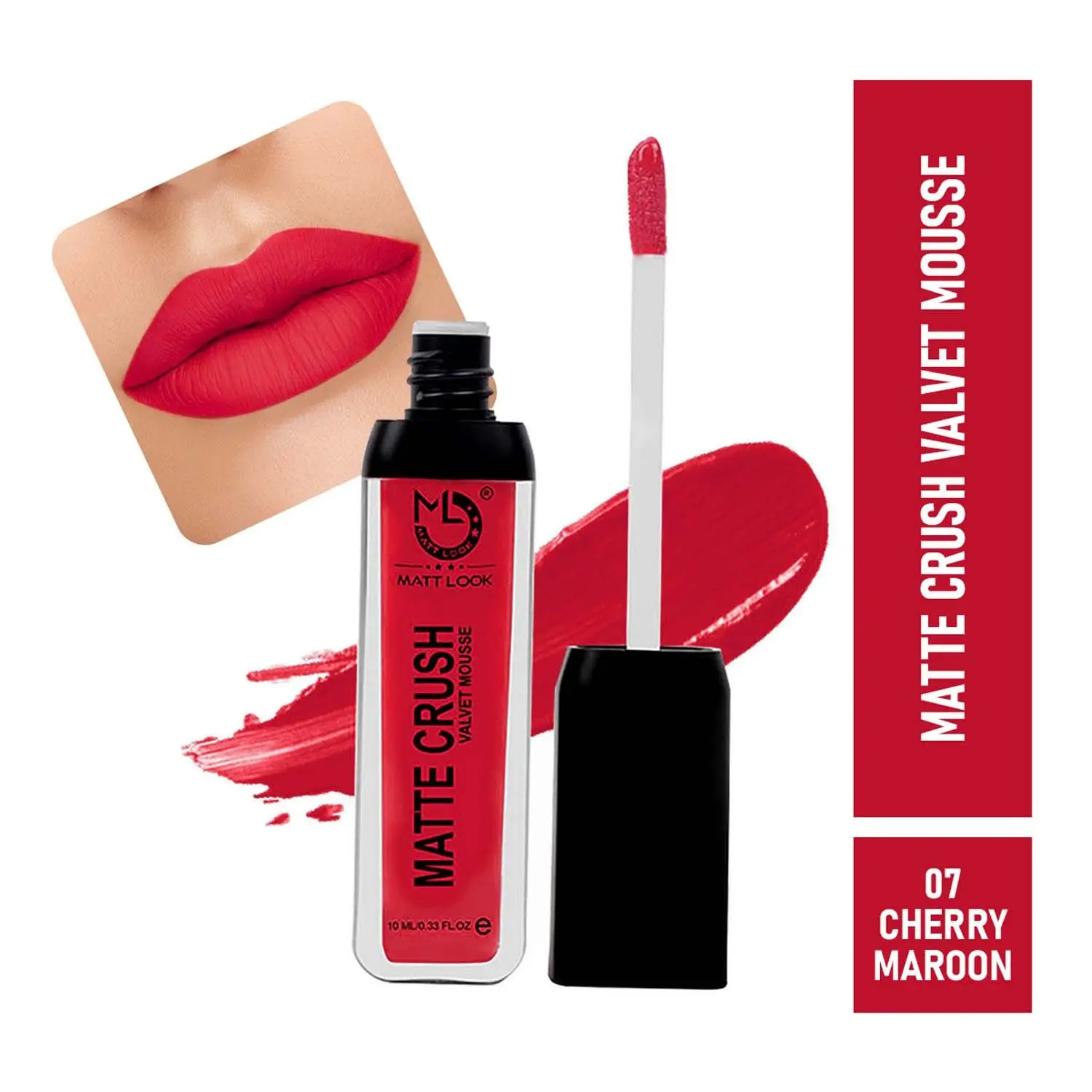 Matt look Matte Crush Velvet Mousse Lipstick, Cherry Maroon (10ml)