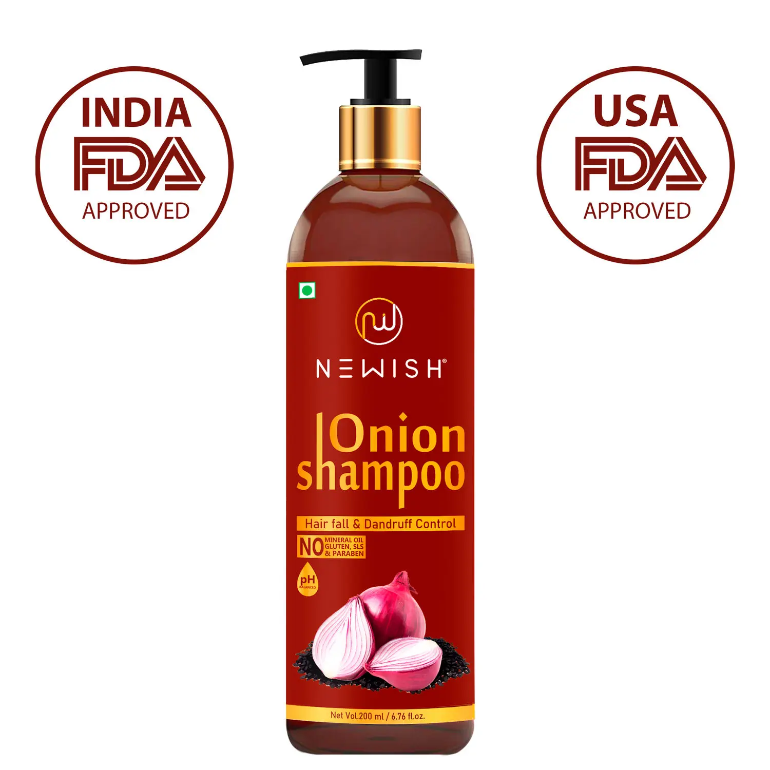 Newish Red Onion Shampoo For Hair Growth and Hairfall Control (200 ml)