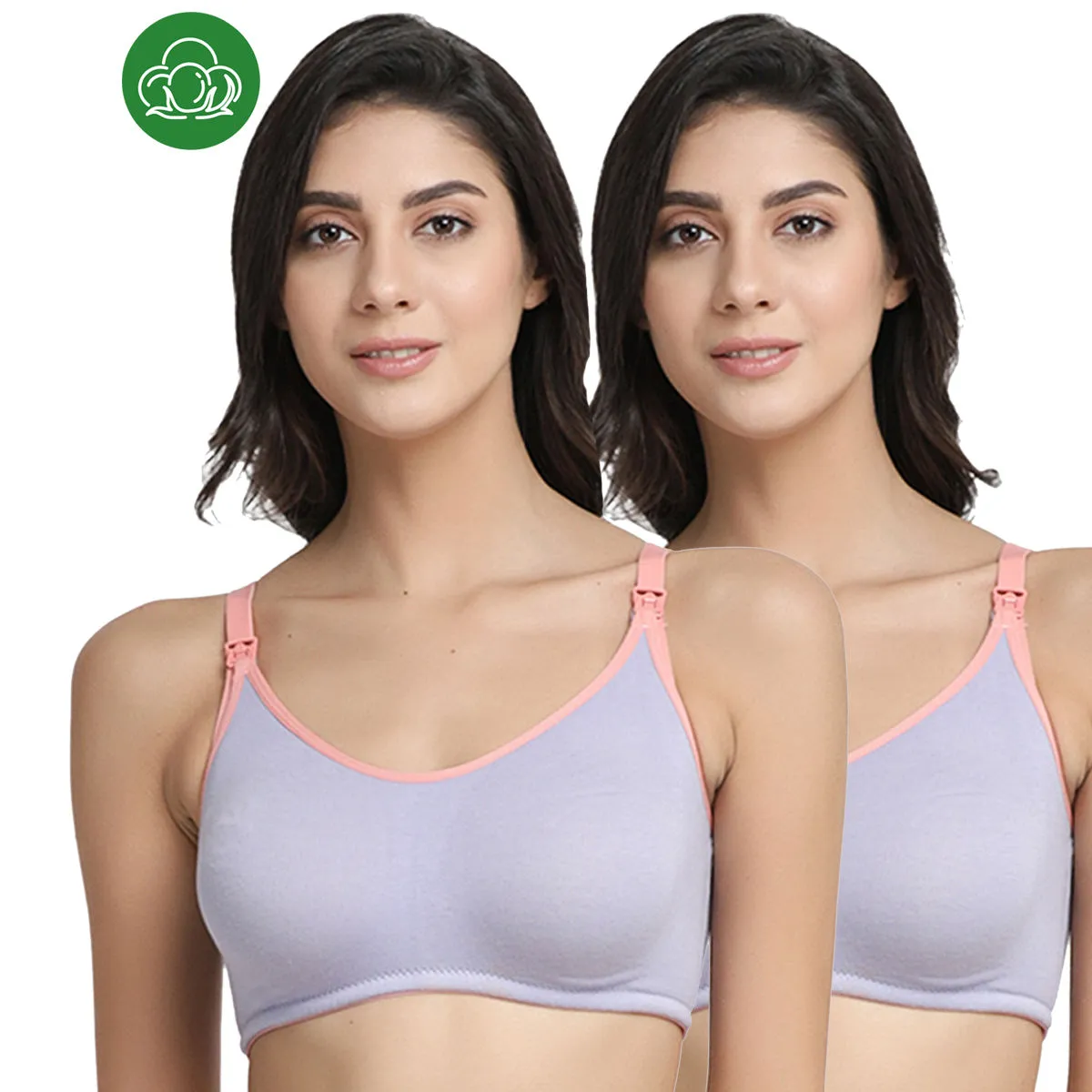 Inner Sense Organic Antimicrobial Soft Nursing Bra Combo of 2 - Purple (40D)