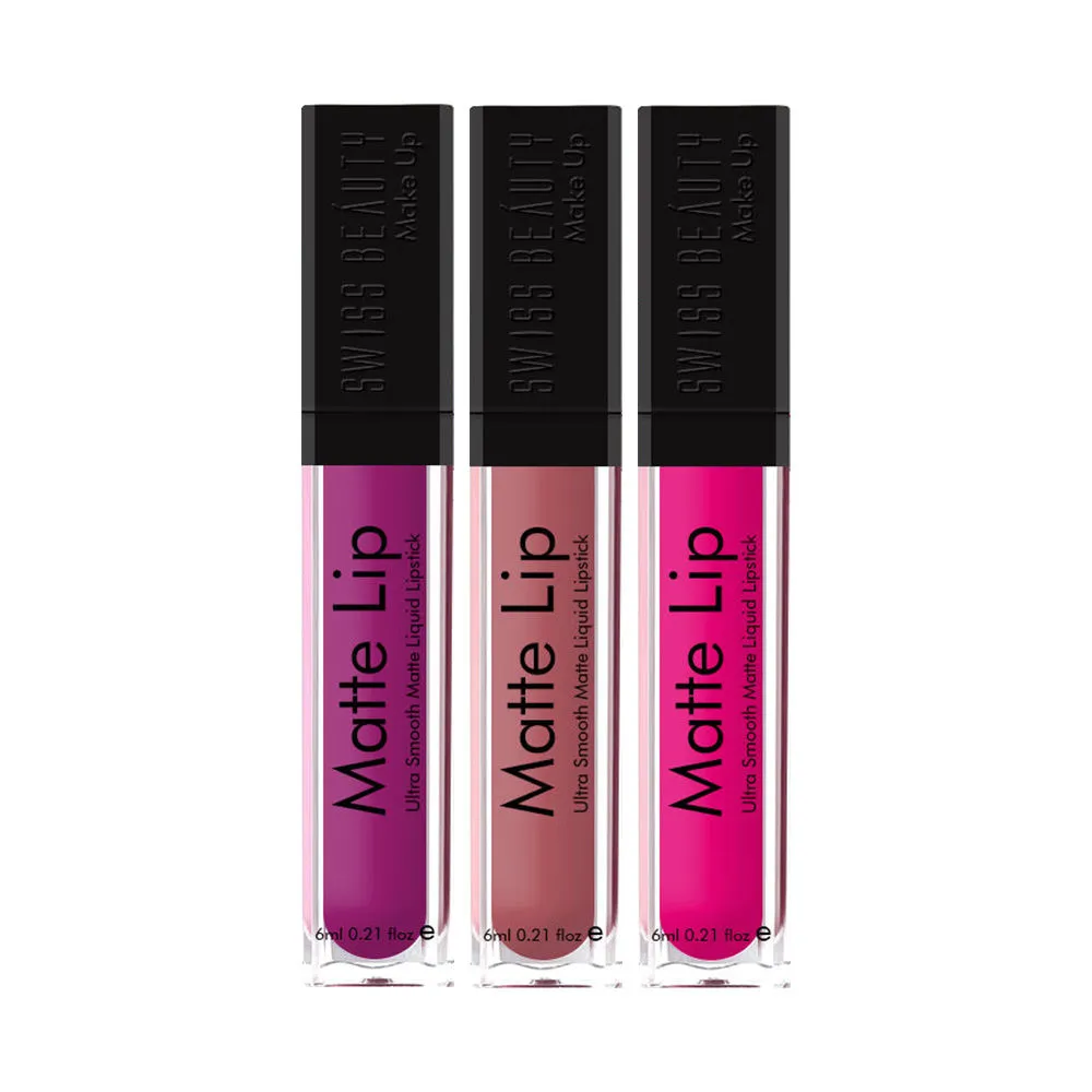 Swiss Beauty Matte Liquid Lipstick Combo - (pack Of 3)