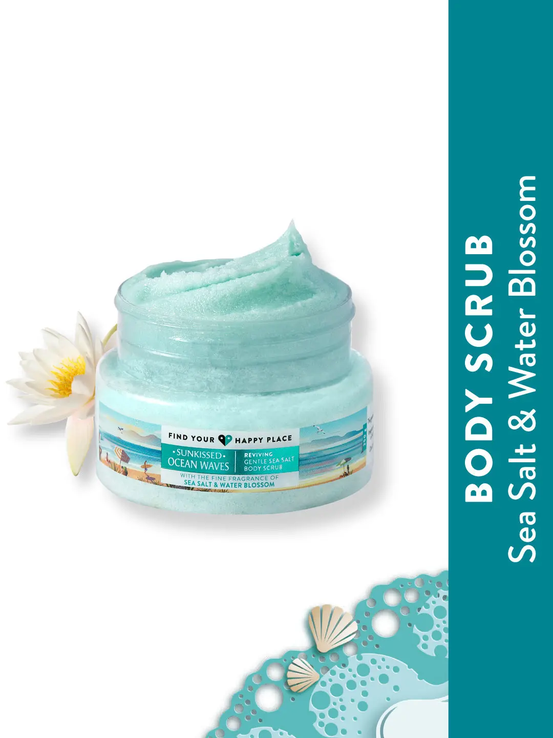 Find Your Happy Place - Sunkissed Ocean Waves Exfoliating Body Scrub Sea Salt & Water Blossom 250g