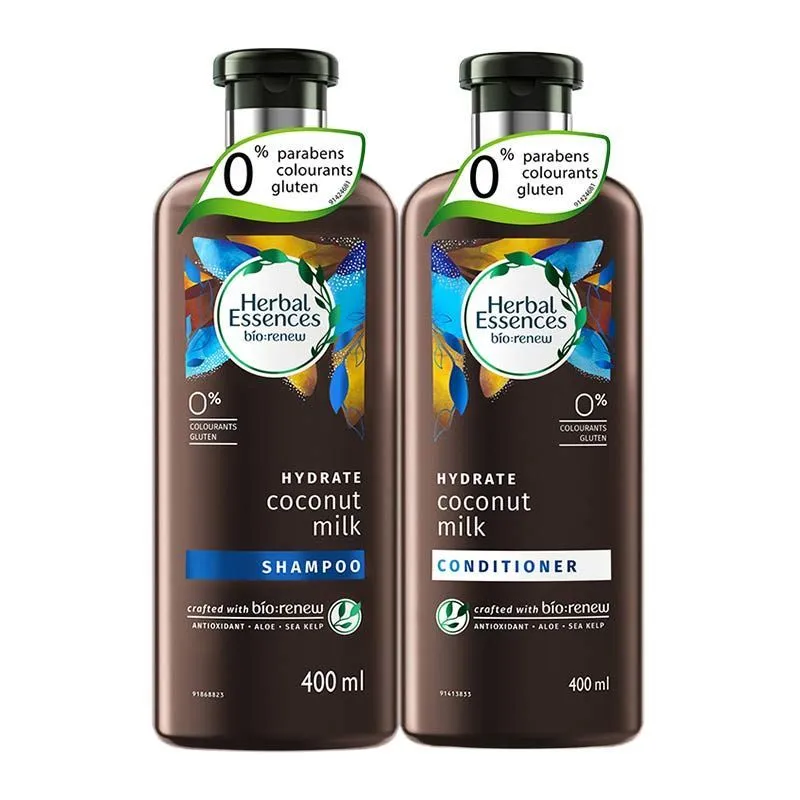 Herbal Essences Coconut Milk Shampoo & Conditioner For Hydration & Softness - No Parabens, No Colourants