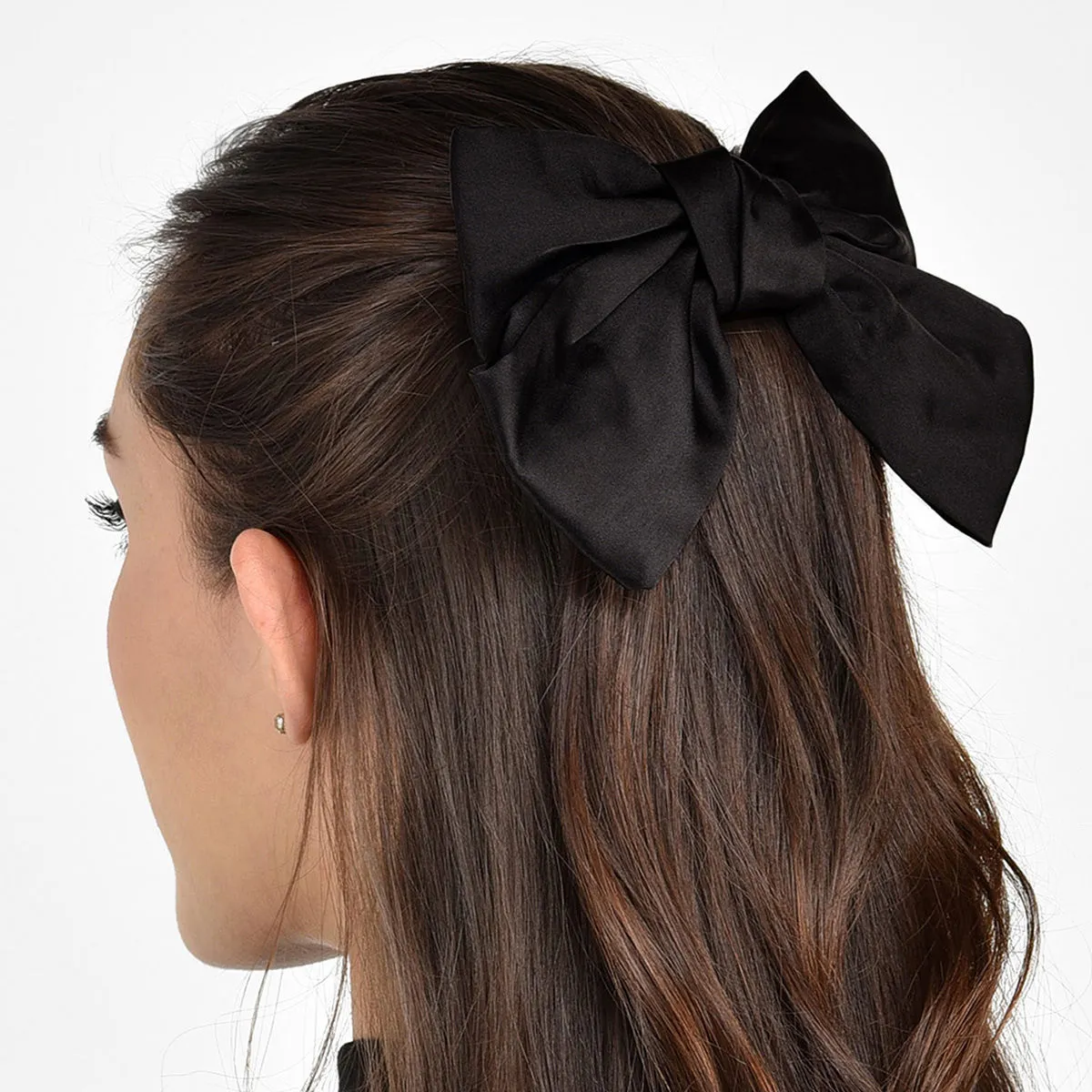 Toniq Bianca Black Satin Barette Bow Hair Clip For Women(OAWXXH72 A)