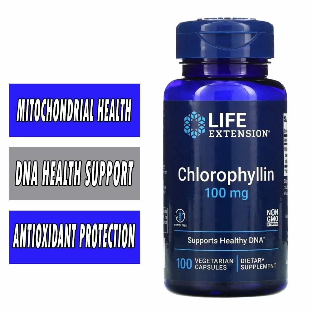 Life Extension Chlorophyllin - 100 mg - 100 Veg Capsules - Detoxification