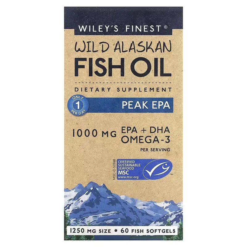 Wild Alaskan Fish Oil, Peak EPA, 1,000 mg, 60 Fish Softgels