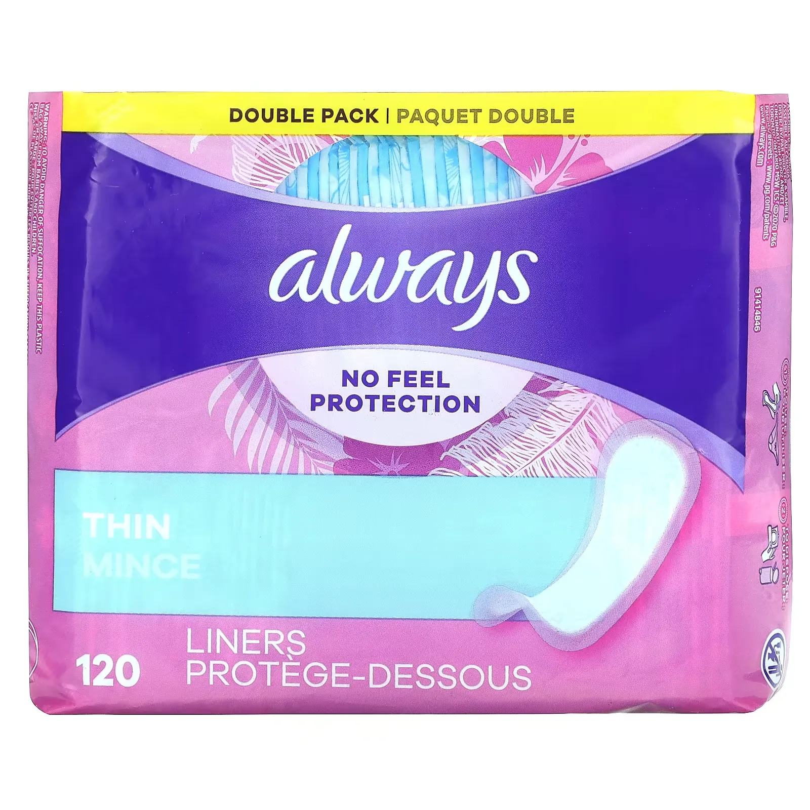 Thin Daily Liners, Regular, 120 Liners