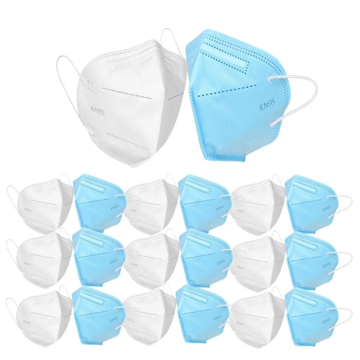 OOMPH Pack Of 18 Kn95/n95 Anti-pollution Reusable 5-layer Mask (blue,white)