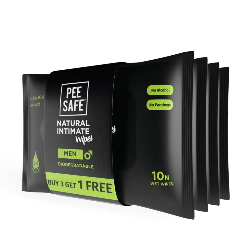 Pee Safe Intimate Wipes for Men, Biodegradable, pH Balanced - 40 Wipes