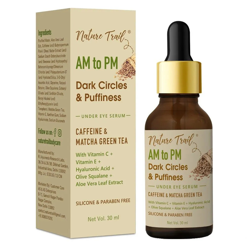 Nature Trail AM to PM Under Eye Serum with Encapsulated Caffeine for Dark Circles & Puffiness