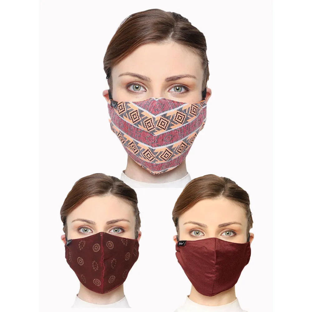 Anekaant Pack Of 3 Multicolor 3-Ply Reusable Poly Silk Fabric Fashion Mask