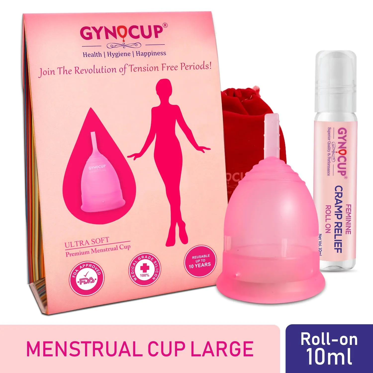 GynoCup Menstrual Cup and Cramp Relief Combo (Large)