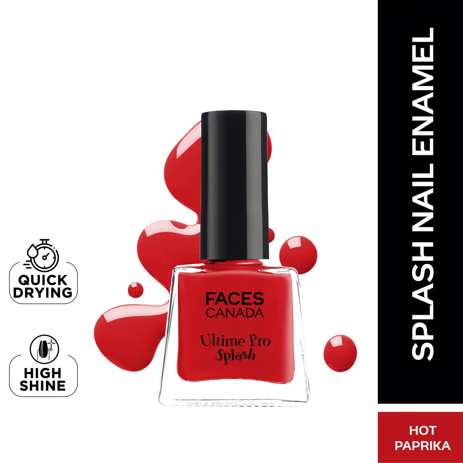 Faces canada Ultime Pro Splash Nail Enamel I Quick-drying I Longlasting I Chip-defiant I Smooth application I Hot Paprika 63 5ml