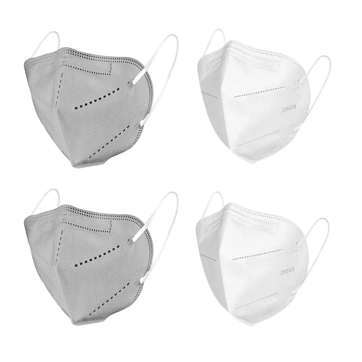 OOMPH Pack Of 4 Kn95/n95 Anti-pollution Reusable 5-layer Mask (grey,white)