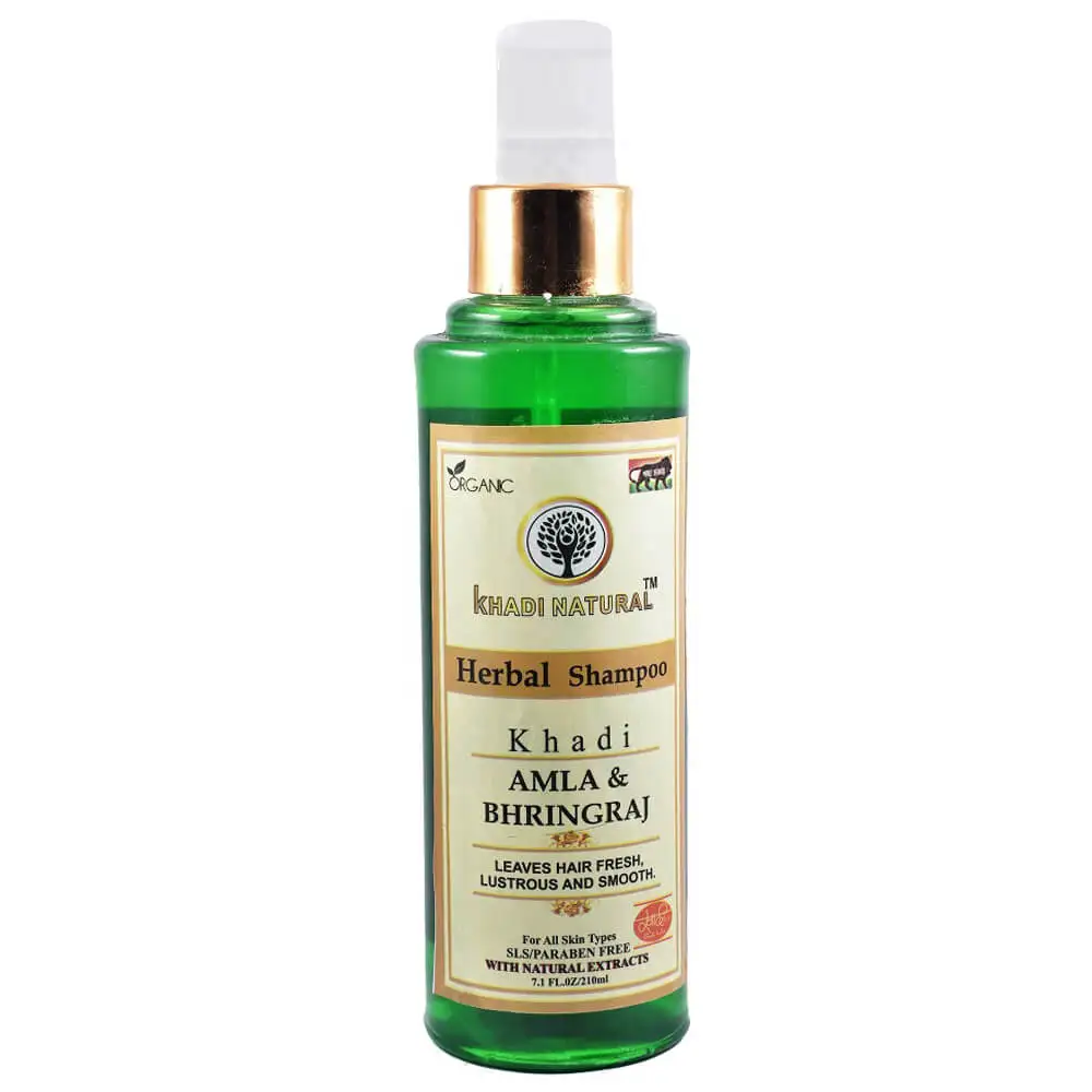 Khadi Natural Amla and Bhringraj Herbal Shampoo,  210 ml  for All Skin Types