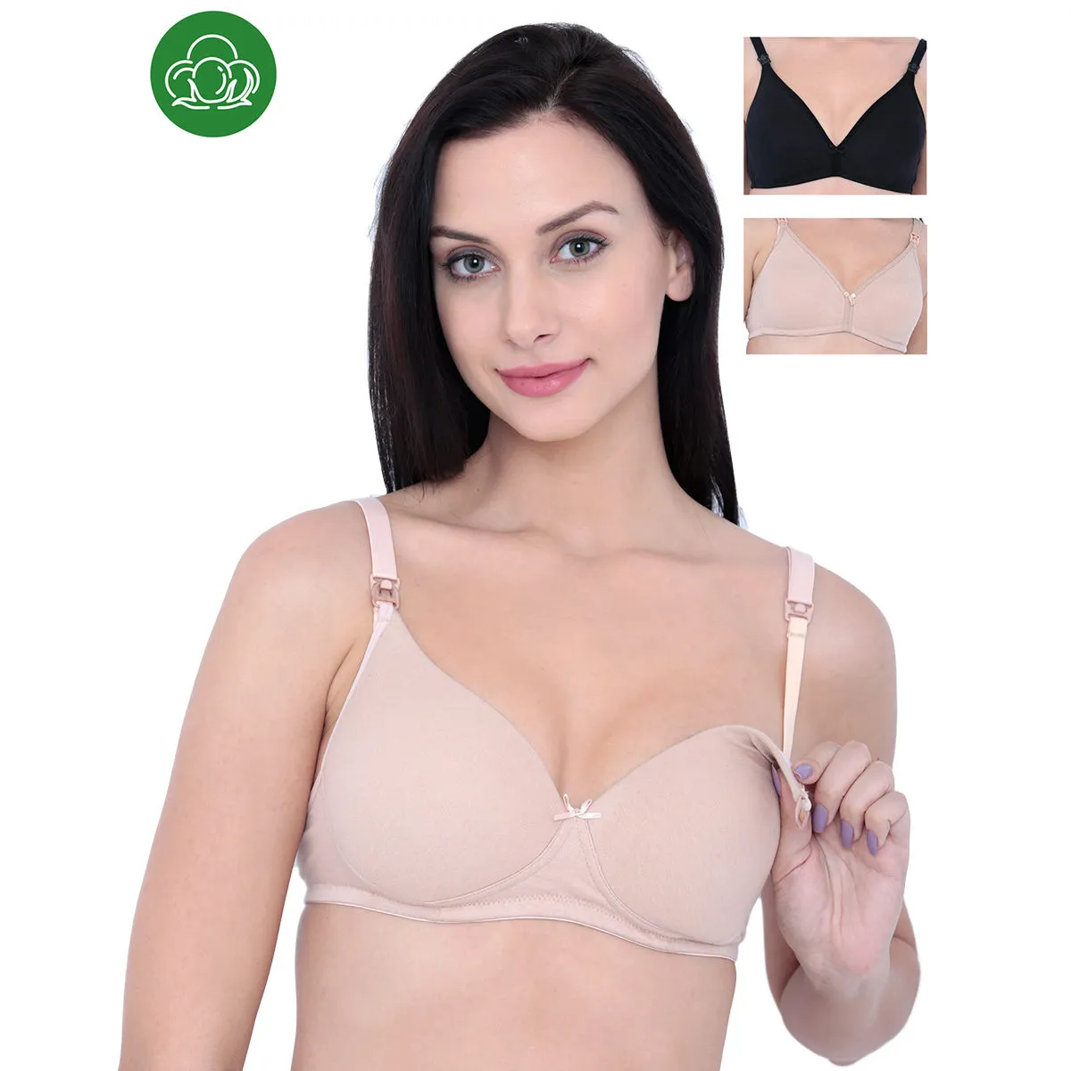 Inner Sense Organic Cotton Antimicrobial Nursing Bra Pack of 3 - Multi-Color