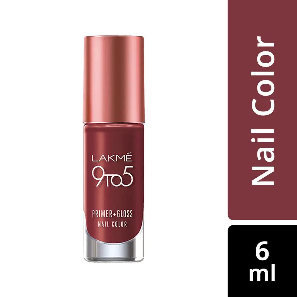 Lakme 9 To 5 Primer + Gloss Nail Color - Red Alert (6 ml)