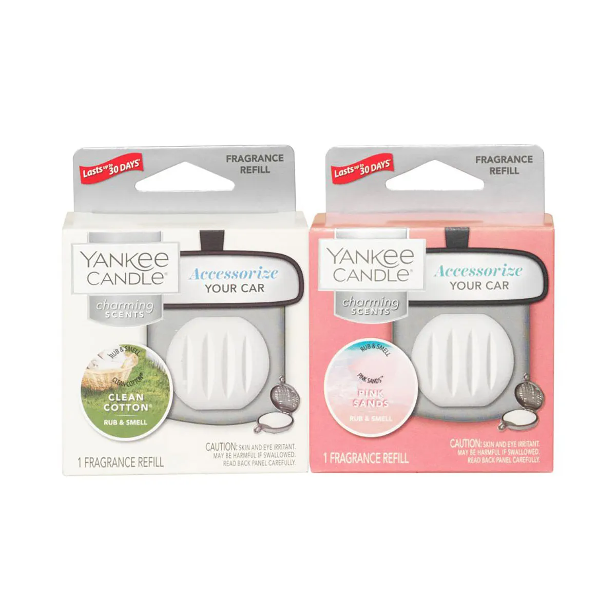 Yankee Candle Charming Scents Car Air Freshener Refill - Pk of 2 - Clean Cotton and Pink Sands