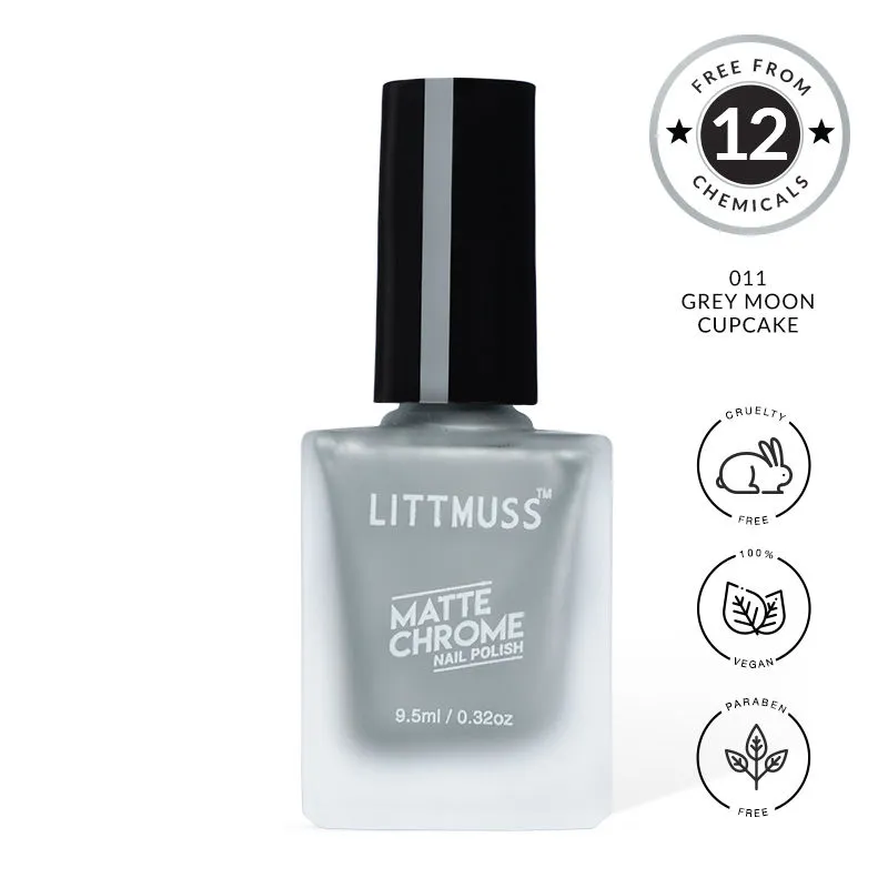 Littmuss Nail Polish Matte Chrome Nail Paint - Grey Moon Cupcake - 011