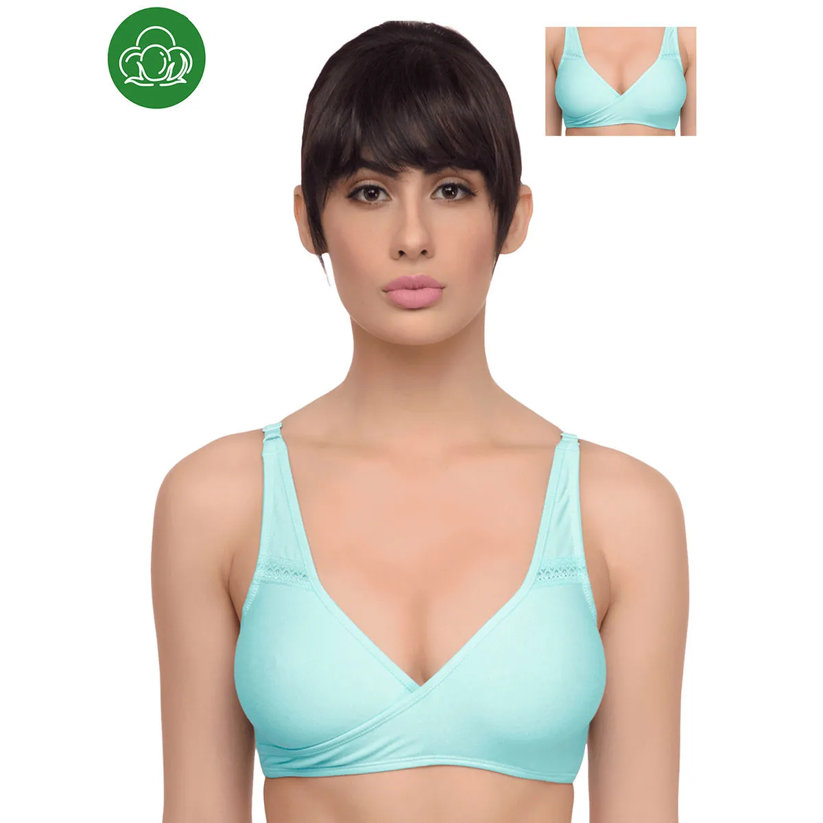 Inner Sense Organic Antimicrobial Sleeping/Feeding Bra Pack of 2 - Blue (38B)