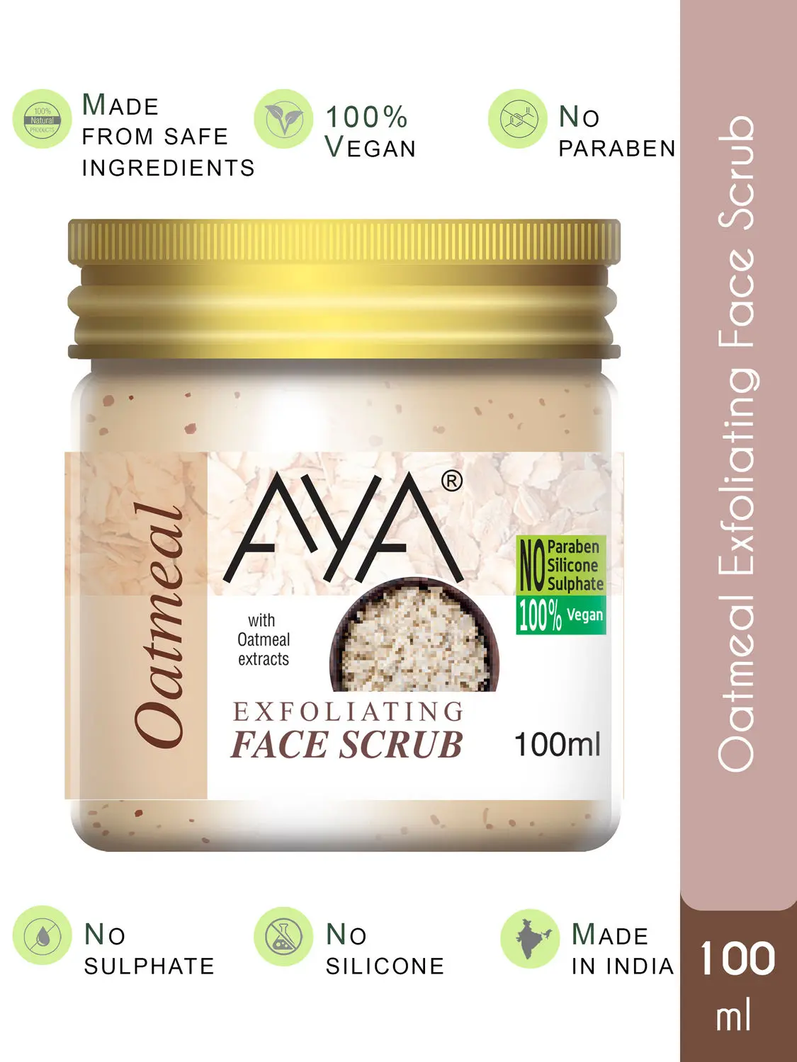 AYA Oatmeal Exfoliating Face Scrub, 100 ml | No Paraben, No Silicone, No Sulphate |