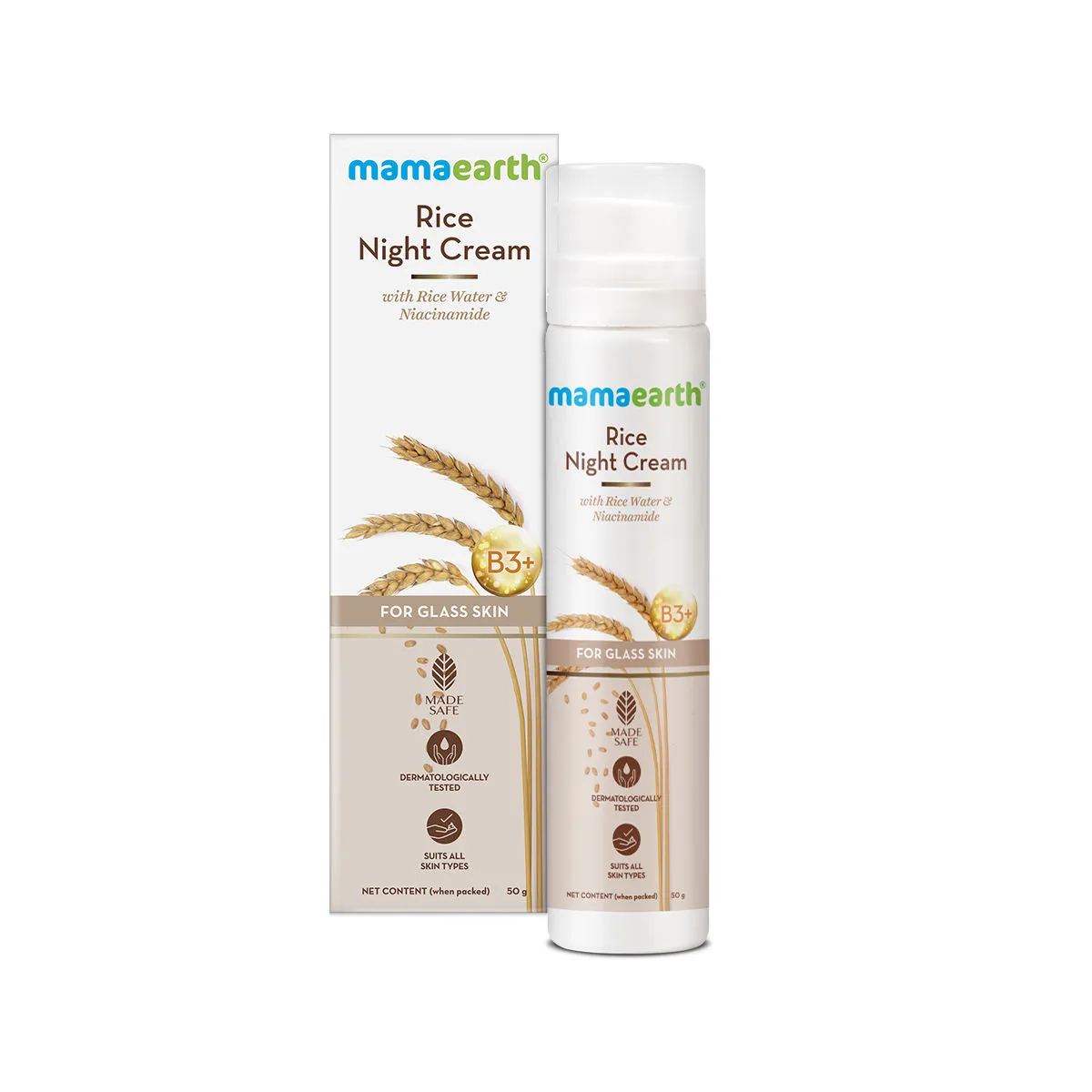 Mamaearth Rice Night Cream For Clear Skin With Rice Water & Niacinamide For Glass Skin