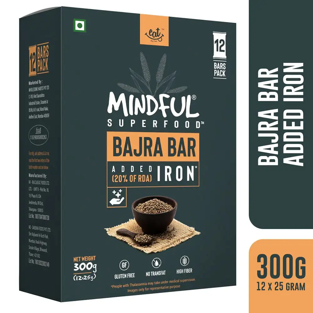 Eat Anytime Mindful Millet Energy Bars,  12 Piece(s)/Pack  Bajra with Added Iron