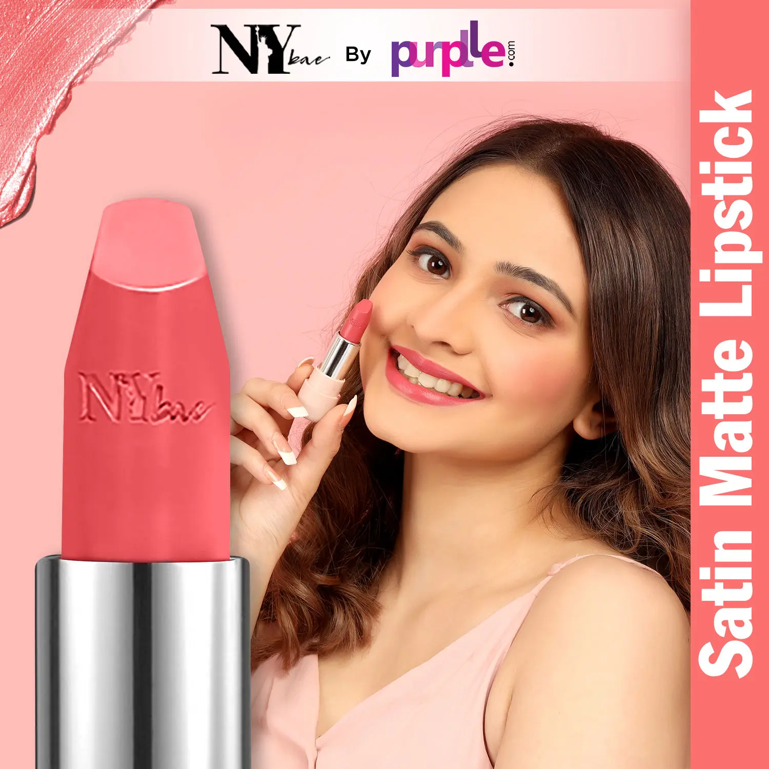 NY Bae Satin Matte Lipstick - Poised Pink 04 (4.2 g) | Pink | Silky Smooth Texture | High Shine | Weightless | With Vitamin A & E