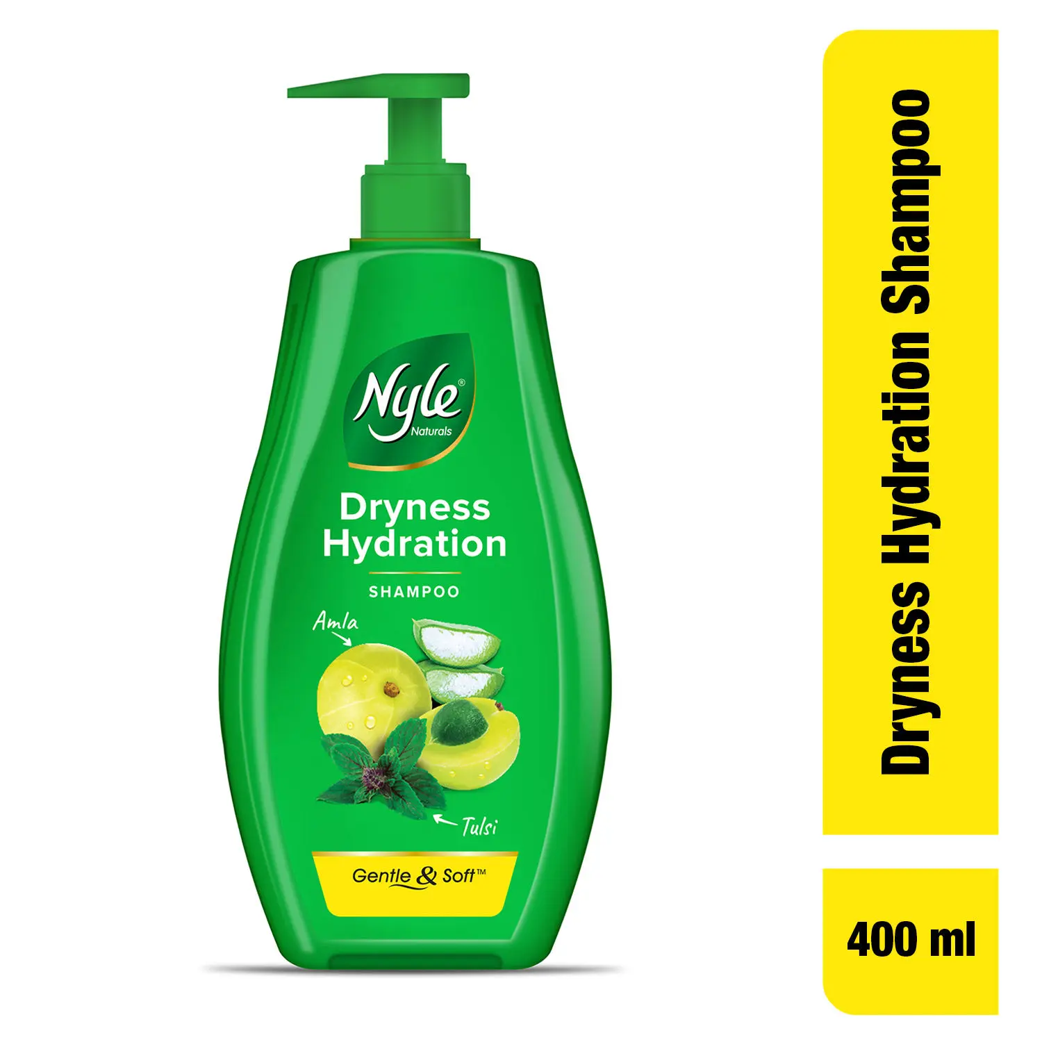 Nyle Naturals Dryness Hydration Shampoo, With Tulsi, Amla and Aloe Vera,Gental & Soft, pH Balanced and Paraben Free, For Men & Women,400ml