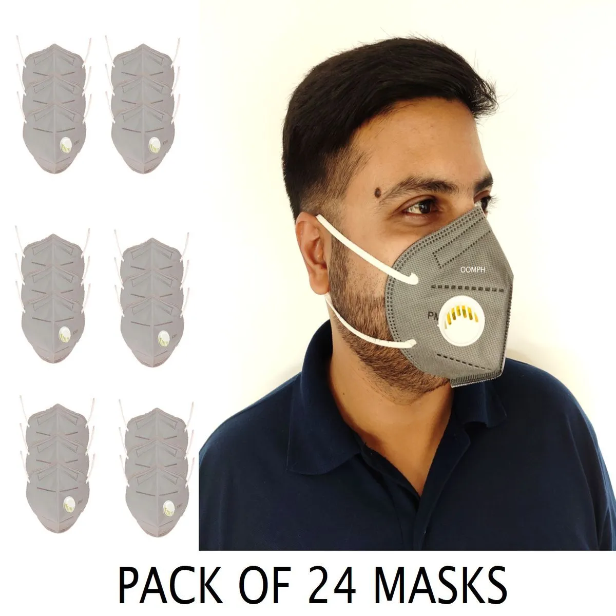 OOMPH KN95 Anti-Polution Mask with Respirator Valve Pack of 24