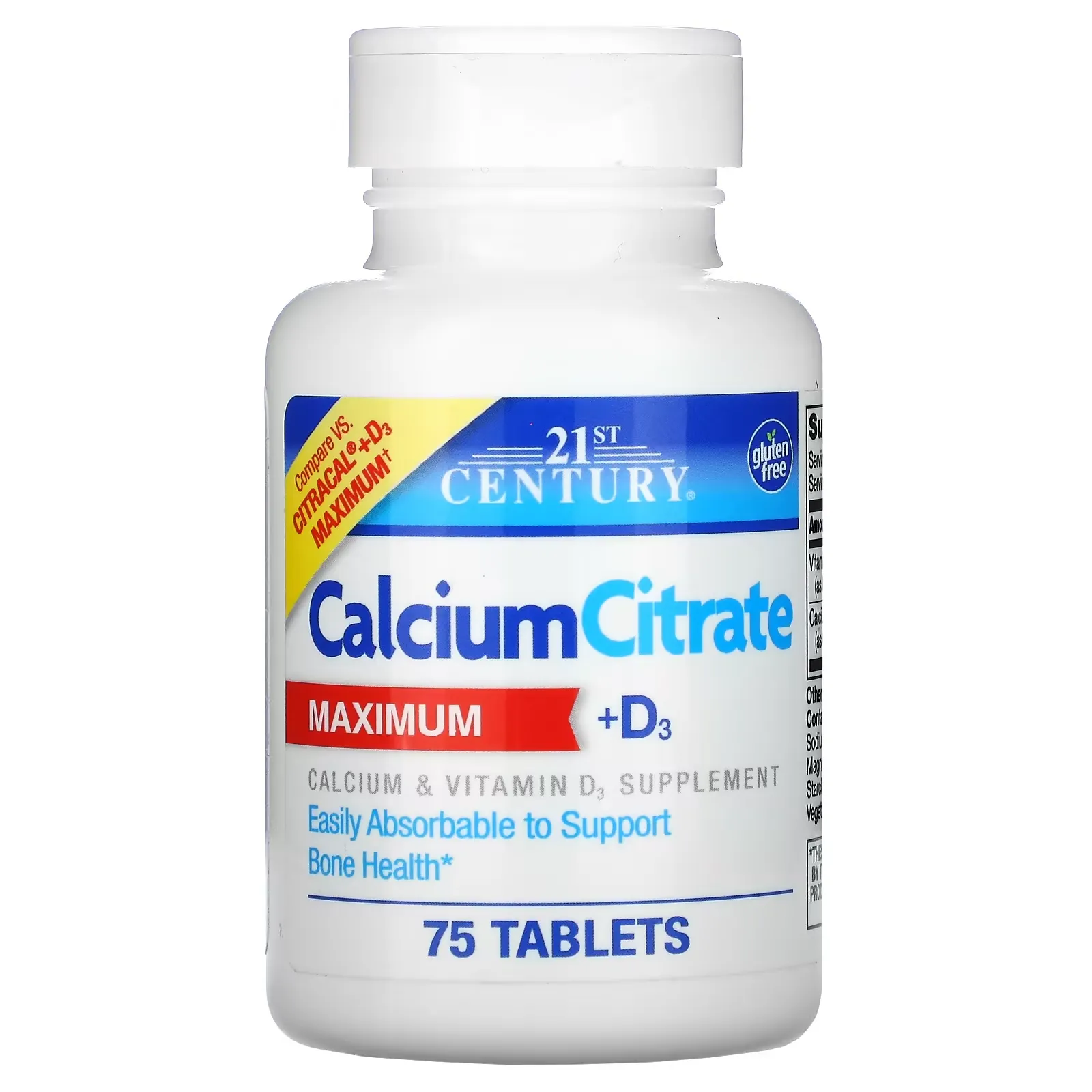 Calcium Citrate + D3 Maximum, 75 Tablets