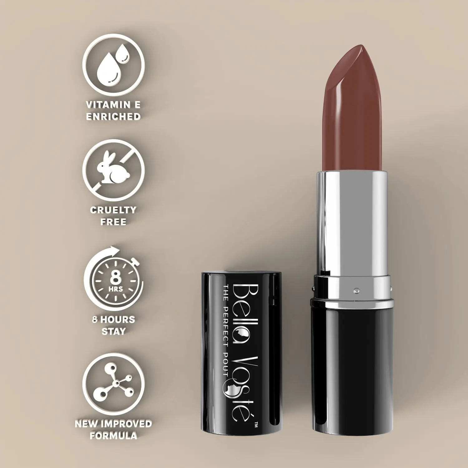 Bella Voste Sheer Creme Lust Lipstick Ginger Burst (4.2 g) I Satin Finish I Cruelty Free I Long Lasting Improved Formula I One Stroke Aplication I Highly Pigmented