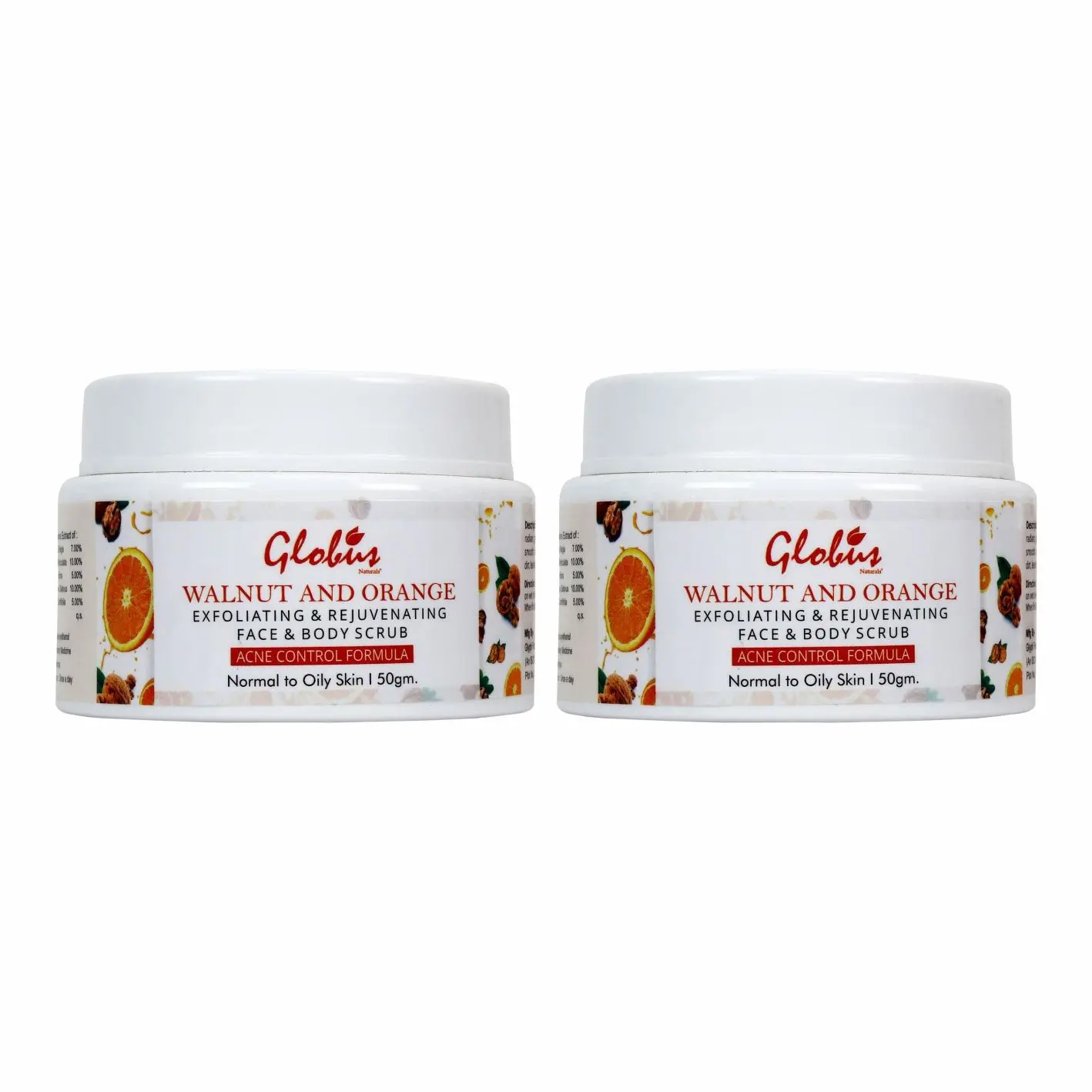 Globus Naturals Walnut & Orange Face & Body Scrub (50 g) Pack Of 2