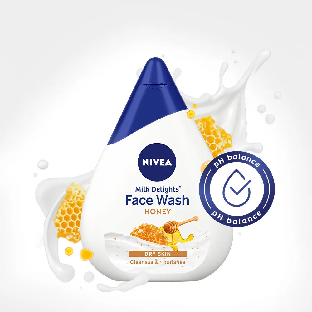 NIVEA Women Face Wash for Dry Skin, Milk Delights Honey