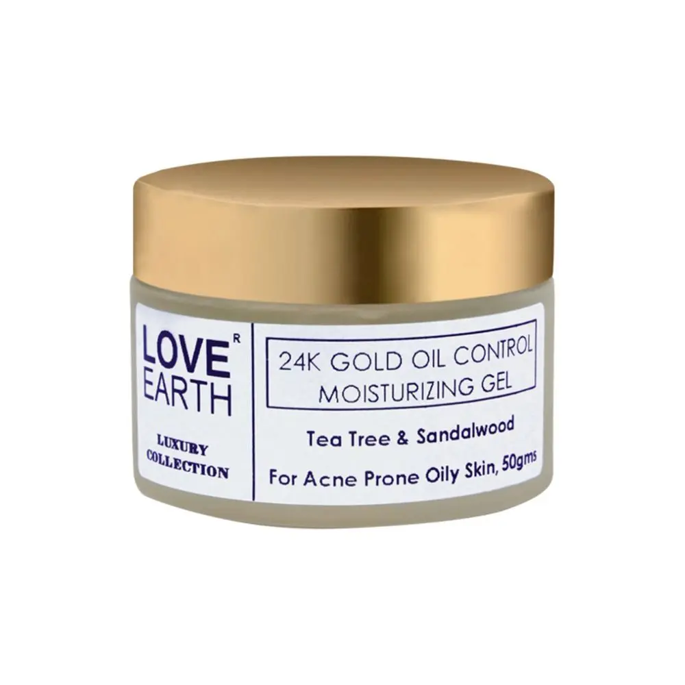 Love Earth 24K Gold Oil Control Moisturizing Gel With Aloe Vera & Sandalwood Extract For Sensitive & Acne-Prone Skin Suitable For All Skin Types 50gm