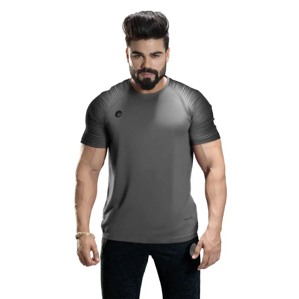 Omtex Gym T Shirt Spider 007,  Grey  Medium