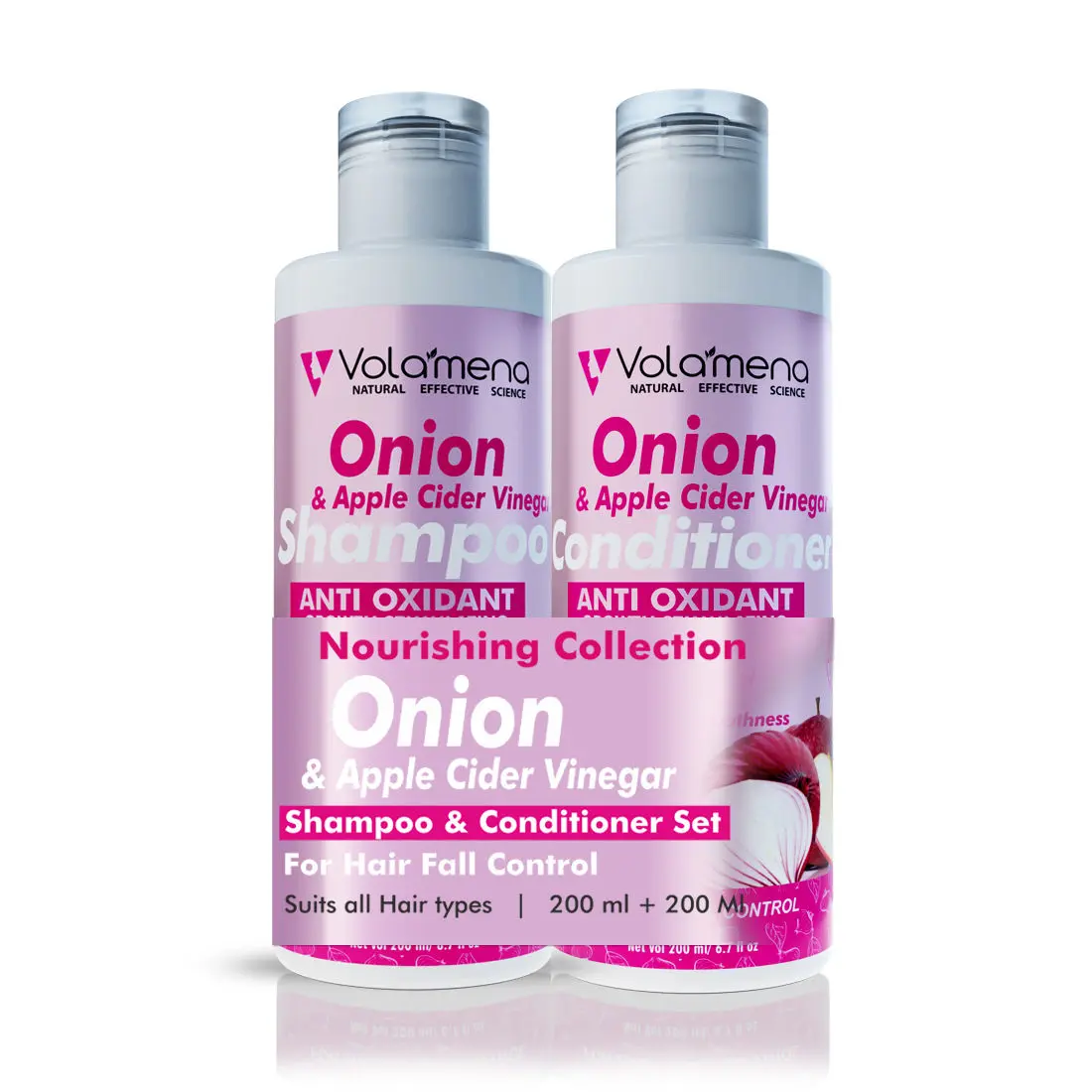 Volamena Onion Apple Cider Vinegar Shampoo and Conditioner with Antioxidant Combo pack (400 ml)