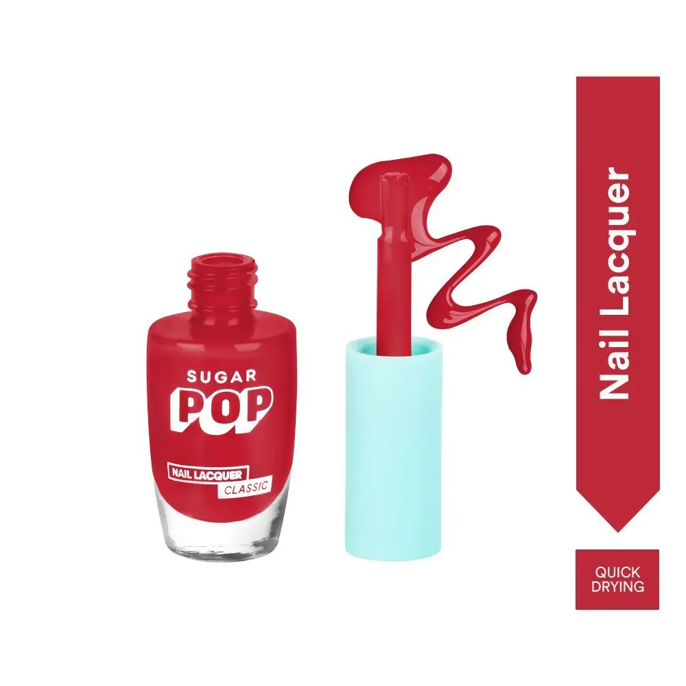 SUGAR POP Nail Lacquer - 13 Red Alert (Cherry Red) – 10 ml - Dries in 45 seconds l Quick-Drying, Chip-Resistant, Long Lasting l Glossy High Shine Nail Enamel / Polish for Women