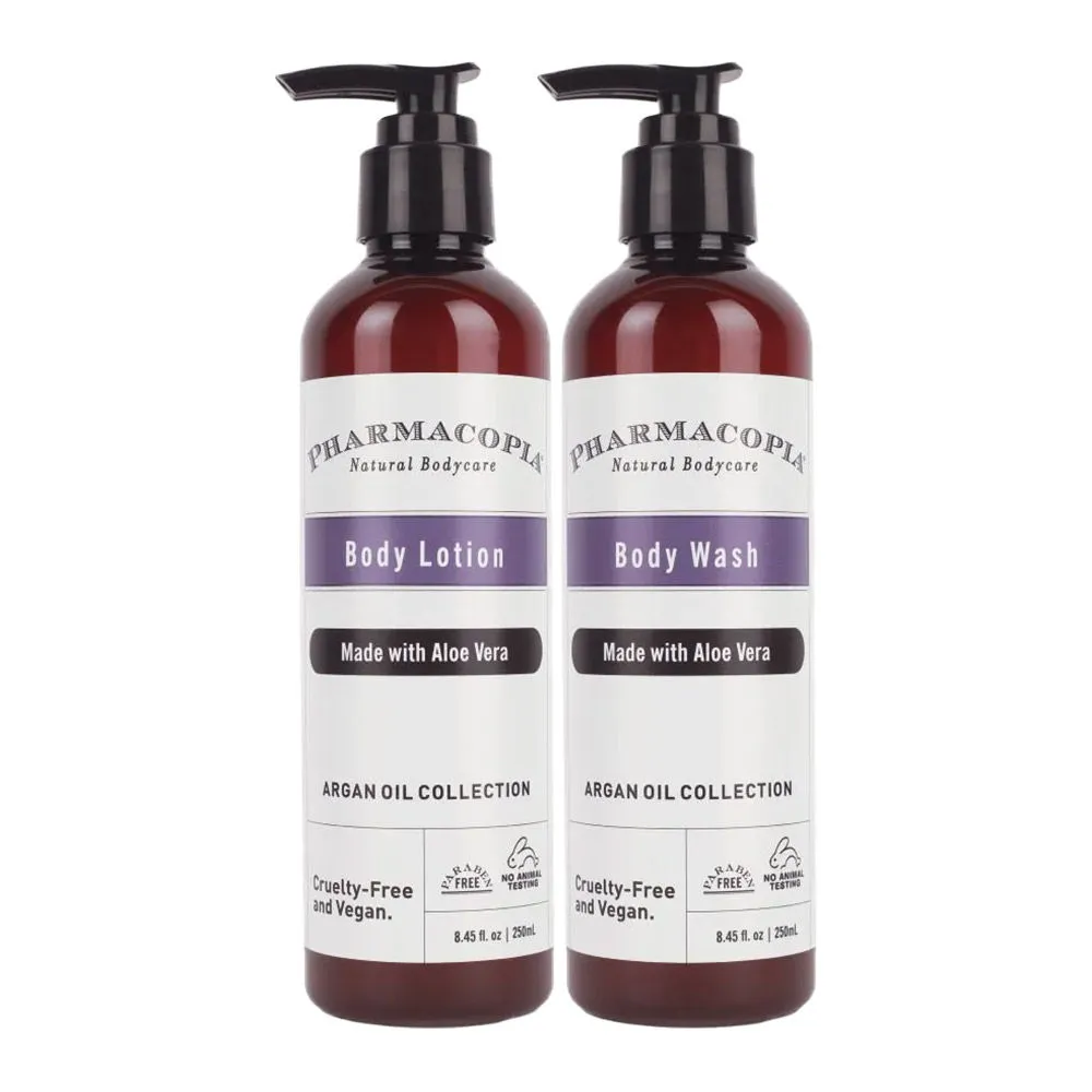 Kimirica Pharmacopia Argan Oil Body Wash & Body Lotion Bath Care Duo