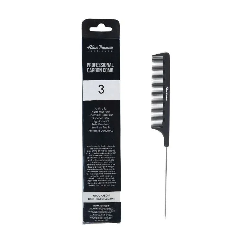 Alan Truman CB-03 Metal-Pin-Tail Carbon Comb