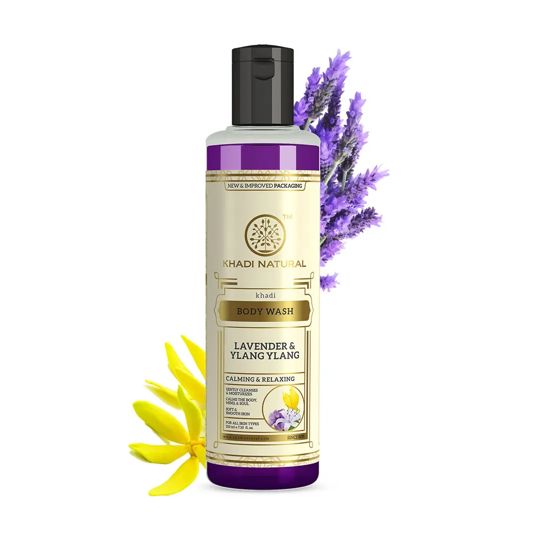 Khadi Natural Lavender & Ylang Ylang Herbal Body Wash|Cleanses & Nourishes Skin - (210ml)