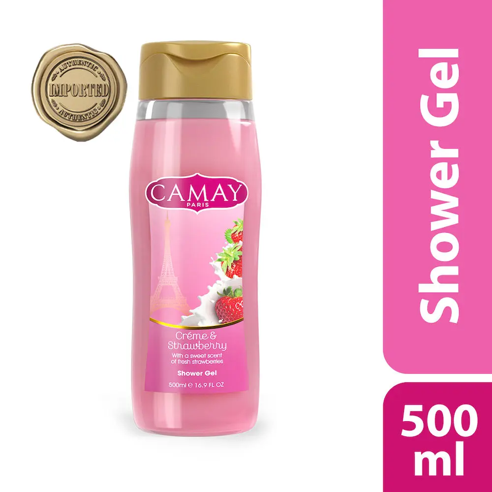 Camay Paris Creme and Strawberry Shower Gel, Soft Fragrant Skin, 500ml