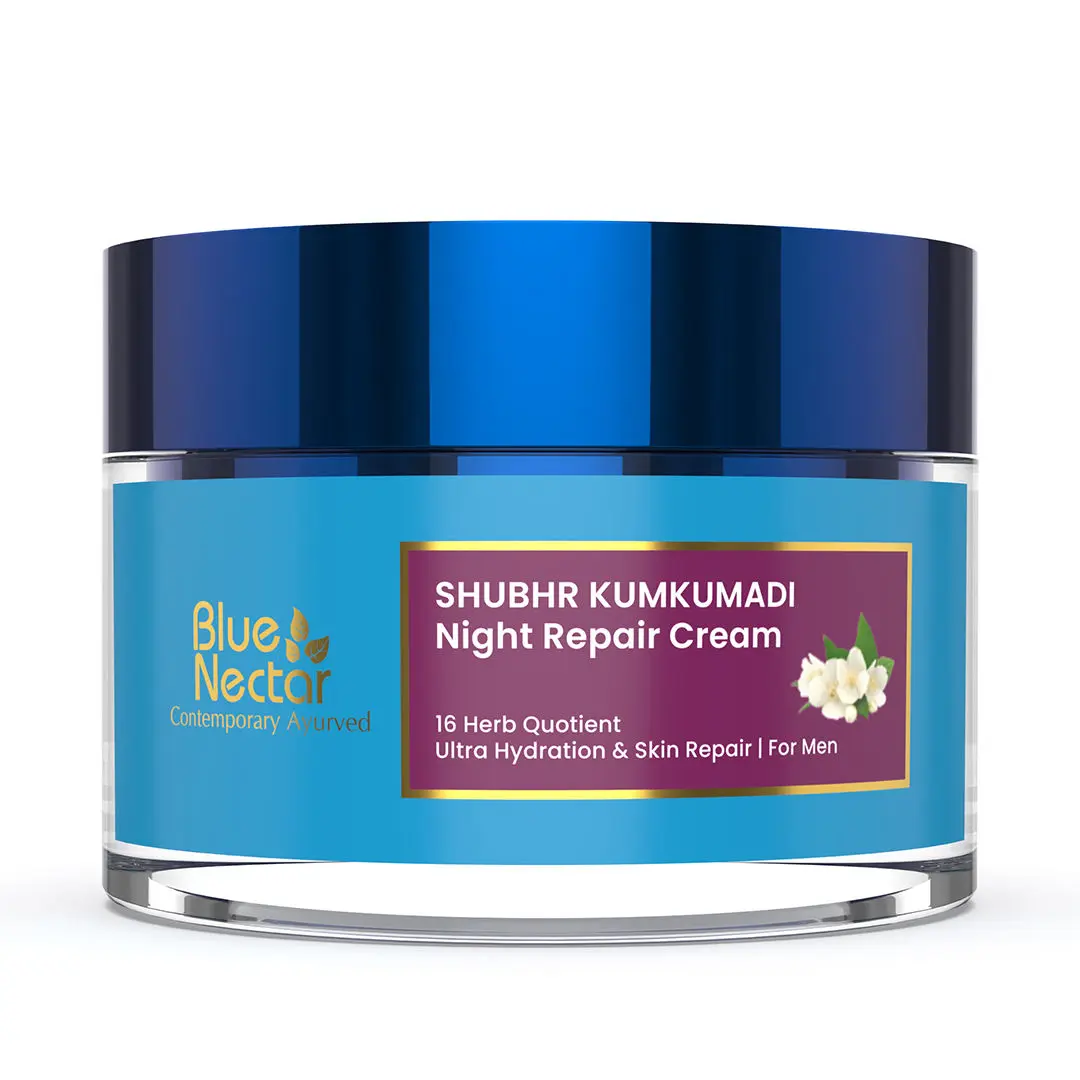 Blue Nectar Jasmine & Pachouli Nourishing Night Repair Cream (Men, 16 Herbs, 50 g)