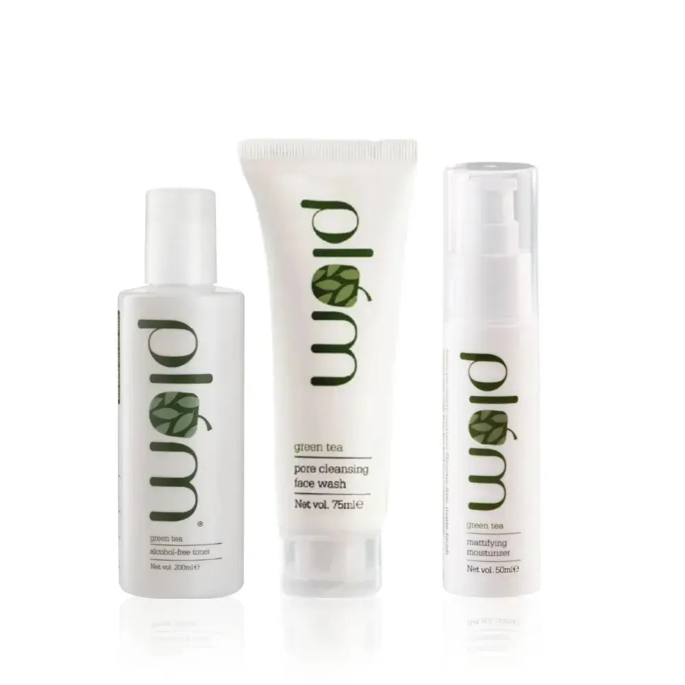 Plum Green Tea Cleanse Tone & Moisturise Kit (Pack of 3)