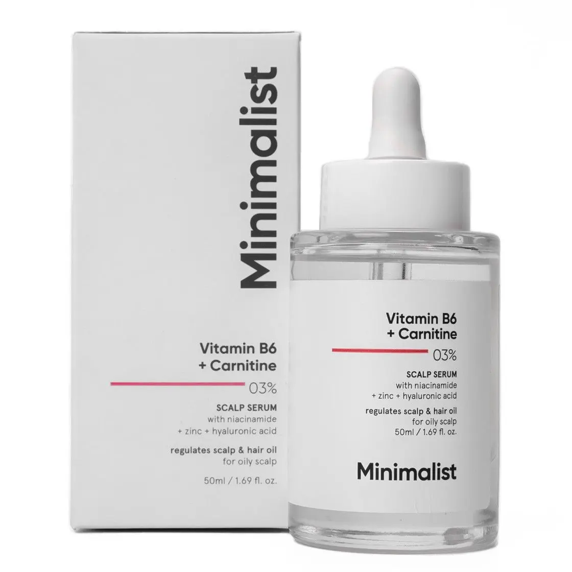 Minimalist Oil-control Hair Serum | 03% Vitamin B6 & Carnitine Scalp Serum for Sebum & Oil control with Niacinamide, Zinc, & Hyaluronic acid 50 ml
