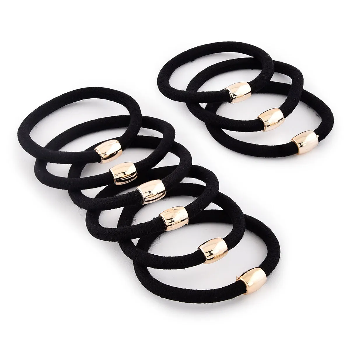 Toniq Black Set Of 9 Everyday Rubber Band For Women(ONOSTH05)