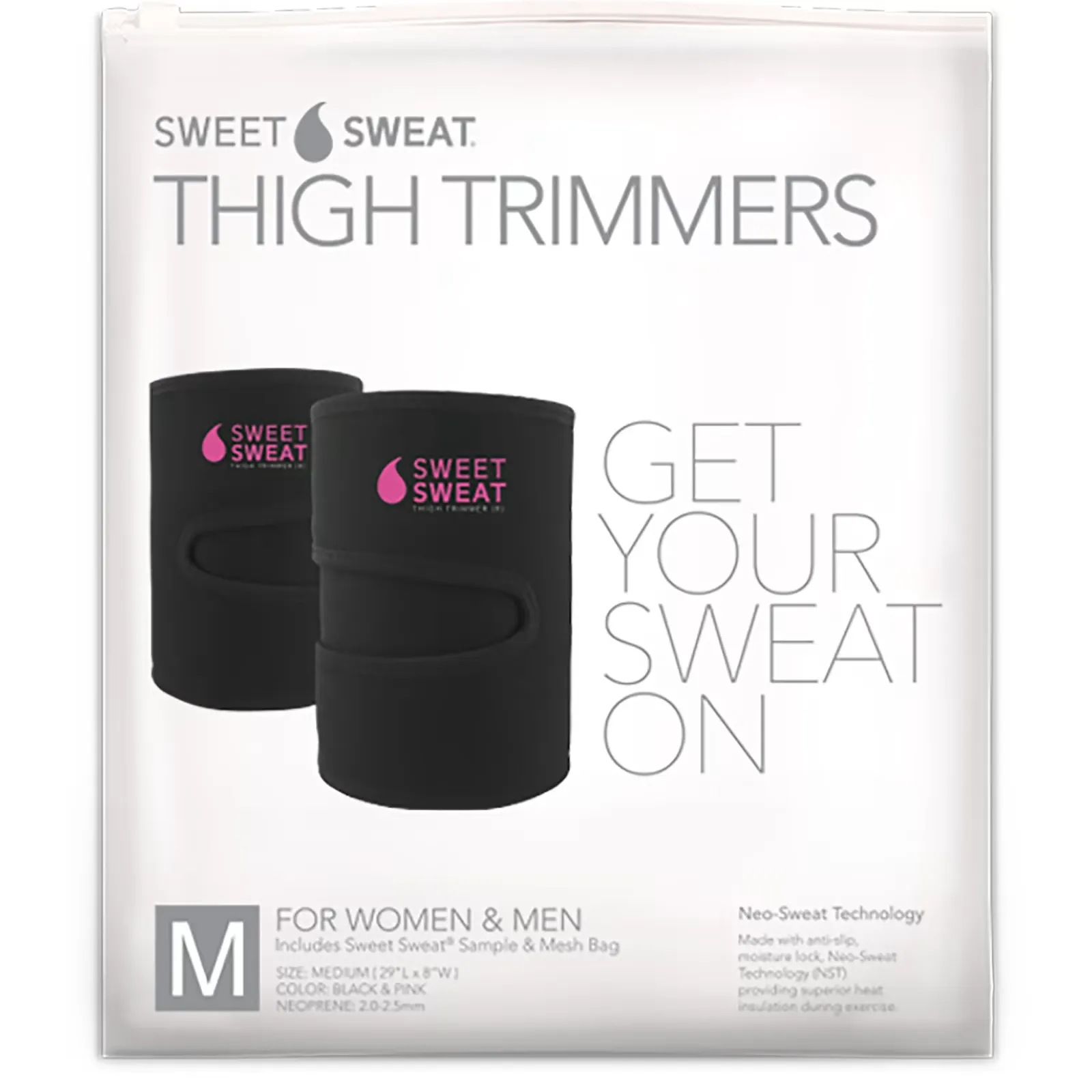 Sweet Sweat Thigh Trimmers, Medium, Pink, 1 Pair